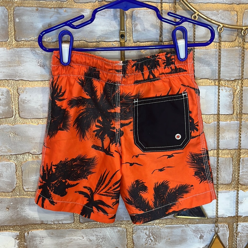 Crazy 8 Orange Tropical Graphic Print Swim Trunks, Toddler Size 2T. - Picture 3 of 6